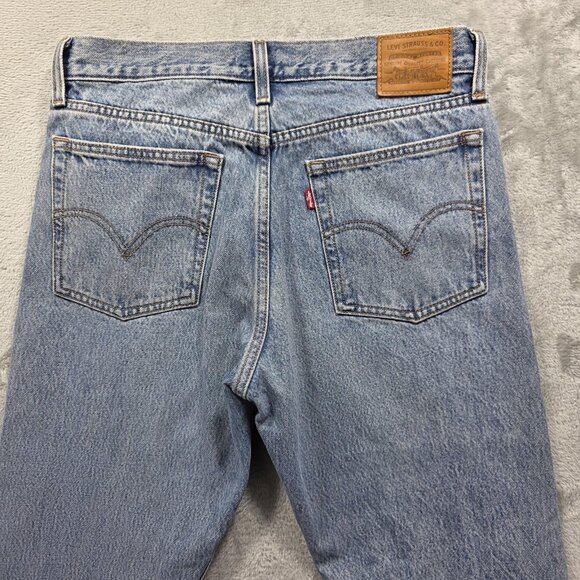 Levi's Wedgie Straight Jeans Womens 29 Blue High Rise Button Fly Raw Hem Cropped - Picture 5 of 15